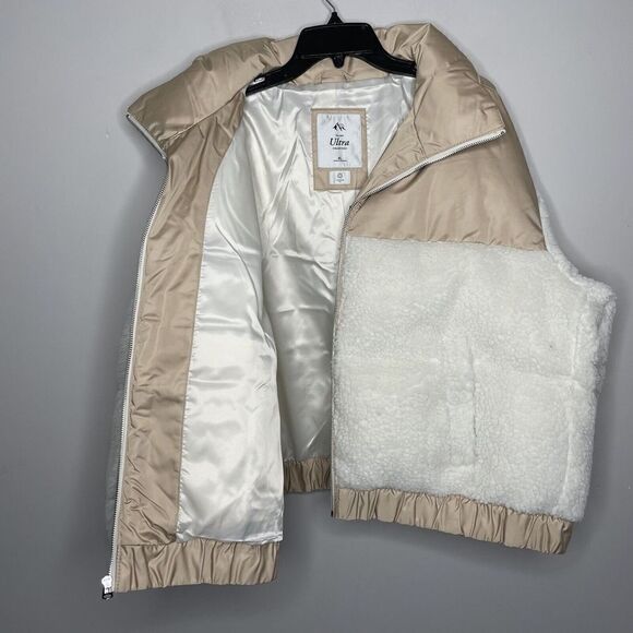 ABERCROMBIE & FITCH Womens Ultra Mini Puffer Jacket NEW Sherpa Cream Sz XL - Picture 5 of 13